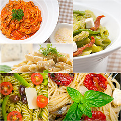 Image showing collection of different type of Italian pasta collage