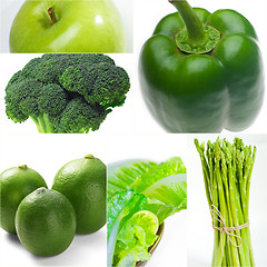 Image showing green healthy food collage collection