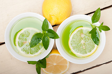 Image showing mint infusion tea tisane with lemon