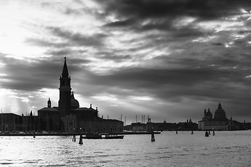 Image showing Church of San Giorgio Maggiore at sunset b&w