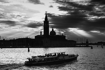 Image showing San Giorgio Maggiore in Venice at sunset b&w