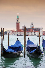 Image showing Gondolas in front of Chiesa di San Giorgio Maggiore