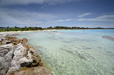 Image showing Idyllic crystal clear waters at Currarong Beach Jervis Bay Austr