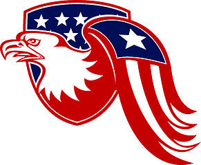 Image showing American Eagle Stars and Stripes Flag Shield Retro