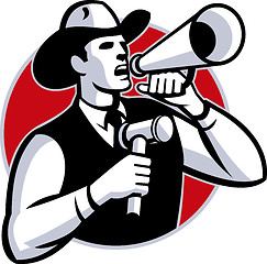 Image showing Auctioneer Cowboy With Gavel And Bullhorn