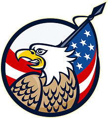 Image showing American Eagle Stars and Stripes Flag Retro