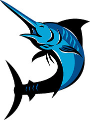 Image showing Blue Marlin Fish Jumping Retro