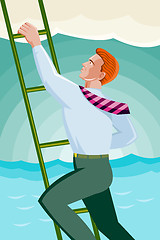 Image showing Businessman Officer Worker Climbing Ladder