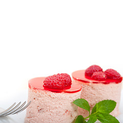 Image showing fresh raspberry cake mousse dessert