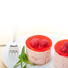 Image showing fresh raspberry cake mousse dessert