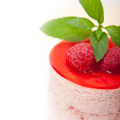 Image showing fresh raspberry cake mousse dessert