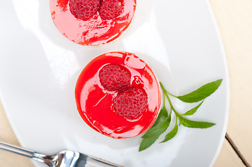 Image showing fresh raspberry cake mousse dessert