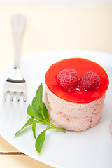 Image showing fresh raspberry cake mousse dessert