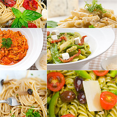 Image showing collection of different type of Italian pasta collage