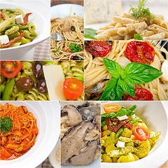 Image showing collection of different type of Italian pasta collage