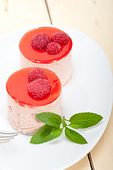 Image showing fresh raspberry cake mousse dessert