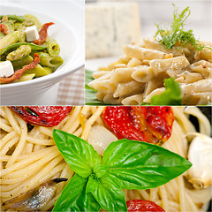 Image showing collection of different type of Italian pasta collage