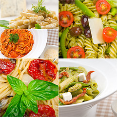 Image showing collection of different type of Italian pasta collage