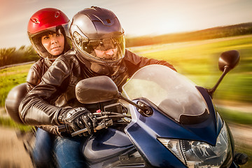 Image showing Bikers on the road