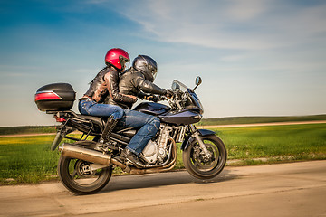 Image showing Bikers on the road