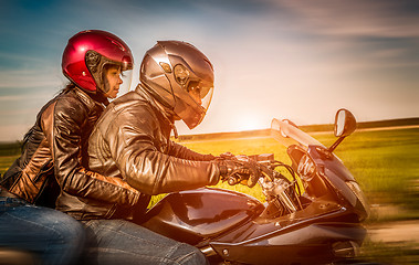 Image showing Bikers on the road