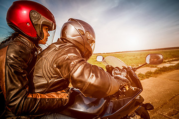 Image showing Bikers on the road