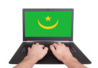 Image showing Hands working on laptop, Mauritania