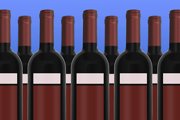 Image showing Wine Bottles with blue background