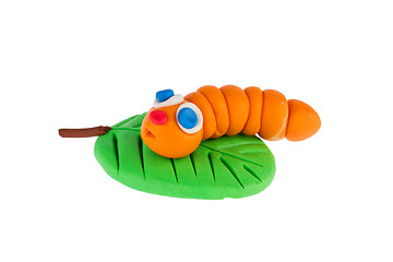 Image showing Worm from plasticine on white background