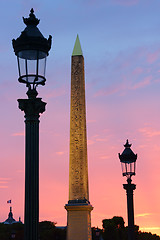 Image showing Sunset in Place de la Concorde square, Paris, France