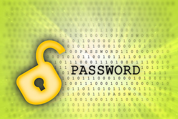 Image showing Abstract background, binary code and lock icon