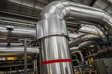 Image showing Industrial pipes in a thermal power plant