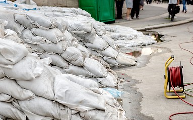 Image showing White sandbags 