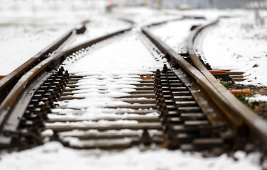 Image showing Railroad tracks in the snow