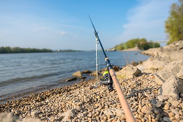 Image showing Modern clean fishing rod outdoors