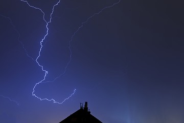 Image showing Lightning strikes down