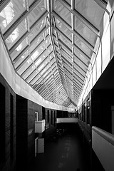 Image showing Moving escalator in the business center