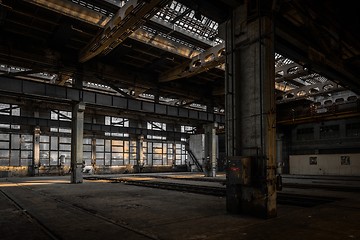 Image showing Large industrial hall of a repair station