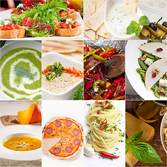 Image showing healthy and tasty Italian food collage