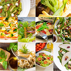 Image showing healthy and tasty Italian food collage