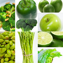 Image showing green healthy food collage collection