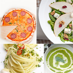 Image showing healthy and tasty Italian food collage