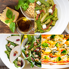 Image showing healthy and tasty Italian food collage