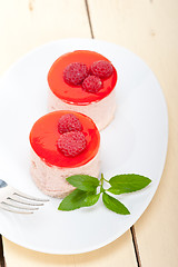 Image showing fresh raspberry cake mousse dessert