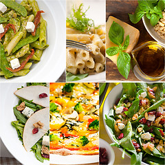 Image showing healthy and tasty Italian food collage