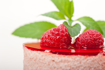 Image showing fresh raspberry cake mousse dessert