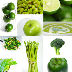 Image showing green healthy food collage collection