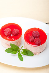 Image showing fresh raspberry cake mousse dessert