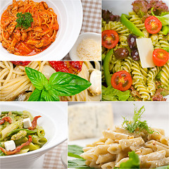 Image showing collection of different type of Italian pasta collage