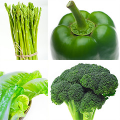 Image showing green healthy food collage collection